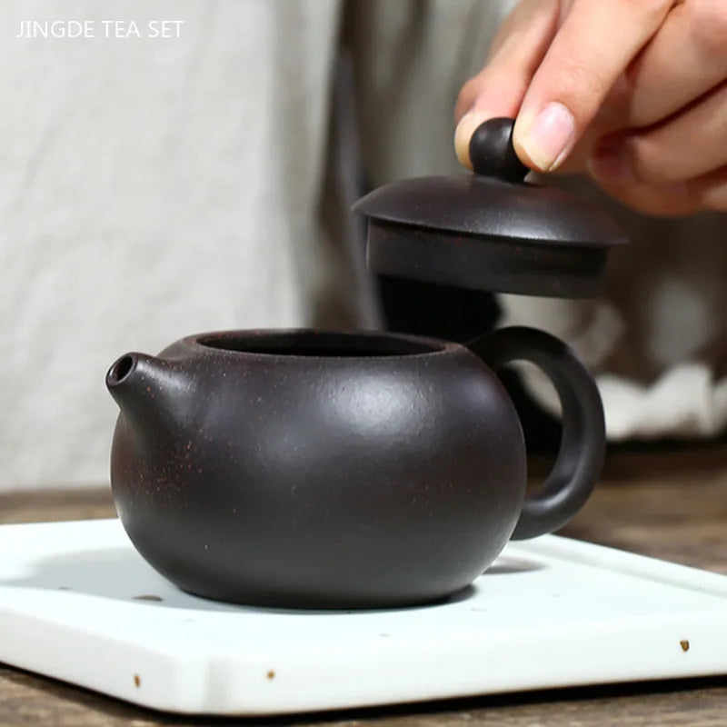 150ml Raw Ore Black Gold Sand Xishi Teapot Antique Yixing Purple Clay Tea Pot Handmade Zisha Beauty Filter Kettle Custom Tea Set