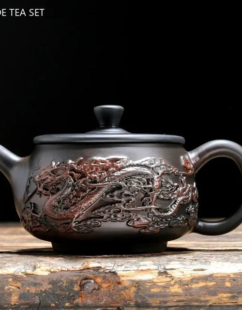 180ml Chinese Yixing Purple Clay Tea Pot Hand-carved Dragon Pattern Teapot Zisha Filter Teaware Customized Beauty Tea Infuser
