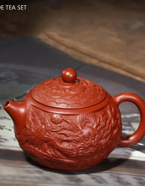 200ml Chinese Yixing Purple Clay Tea Pot Boutique Hand-carved Dragon Pattern Teapot Custom Filter Beauty Kettle Zisha Tea Set