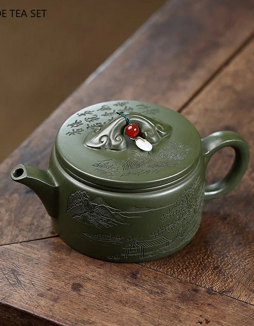 200ml Tradition Green Mud Teapot Yixing Purple Clay Tea Pot Handmade Filter Beauty Kettle Chinese Zisha Tea Set Custom Gifts