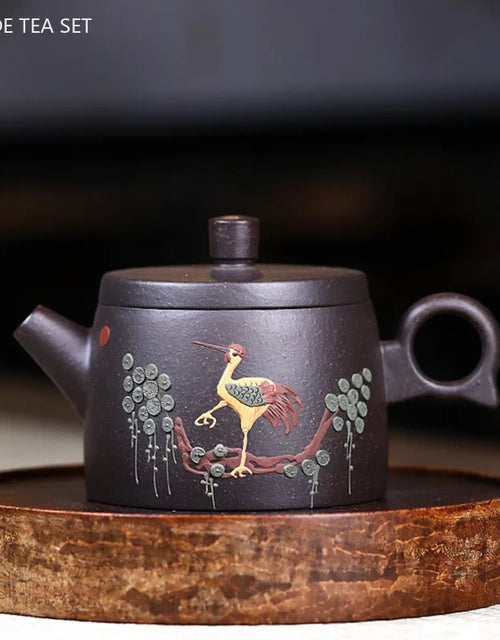 200ml Yixing Purple Clay Tea Pot Raw Ore Black Gold Sand Filter Teaware Chinese Zisha Tea Infuser Handmade Beauty Teapot