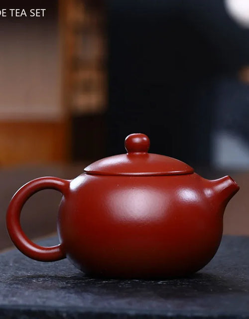 220ml Yixing Purple Clay Xishi Tea Pot Handmade Dahongpao Beauty Kettle Raw Ore Zisha Tea Accessories Home Filter Teaware