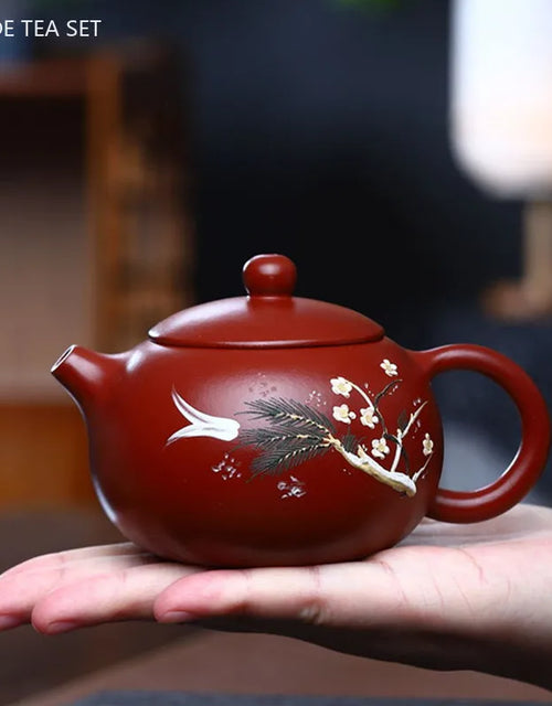 220ml Yixing Purple Clay Xishi Tea Pot Handmade Dahongpao Beauty Kettle Raw Ore Zisha Tea Accessories Home Filter Teaware