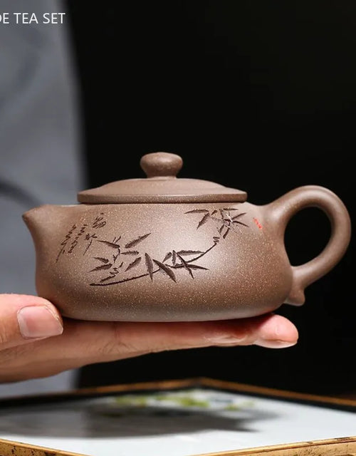 230ml Yixing Purple Clay Tea Pot Master Handmade Raw Ore Section Mud Kettle Antique Stone Scoop Filter Teapot Zisha Tea Infuser