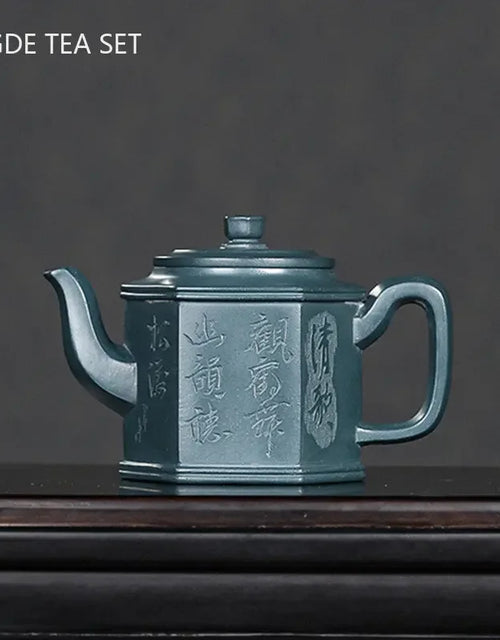 240ml Raw Ore Azure Mud Beauty Teapot Handmade Yixing Purple Clay Tea Pot Tradition Filter Tea Set Chinese Tea Ceremony Gifts