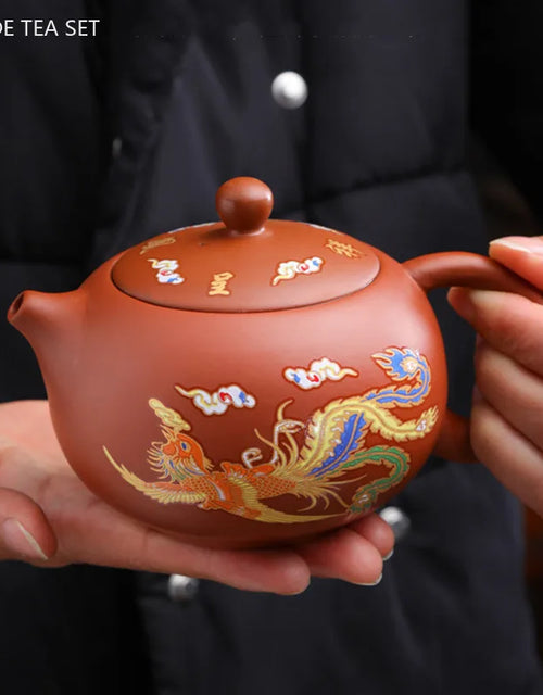 330ml Chinese Yixing Purple Clay Teapot Dragon and Phoenix Pattern Tea Pot Zhu Mud Beauty Filter Kettle Zisha Tea Infuser