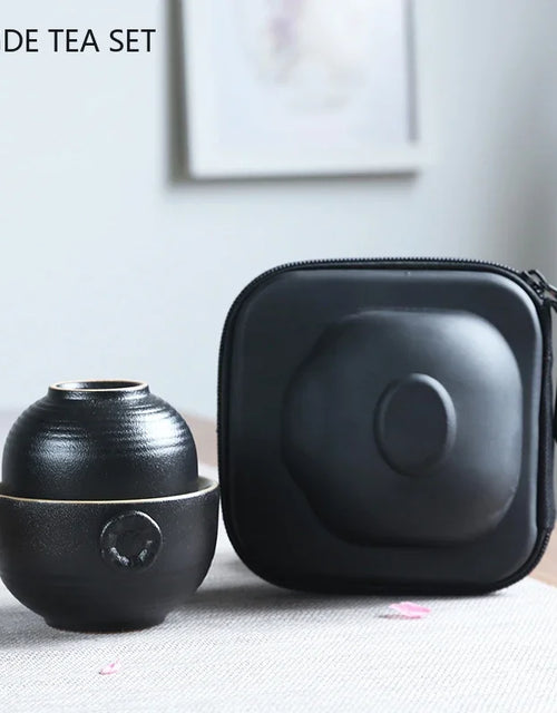 Black Ceramic Tea Pot and Cup Set One Pot Two Tea Cups Outdoor Travel Portable Teaware Household Tea Set Tea Ceremony Gifts