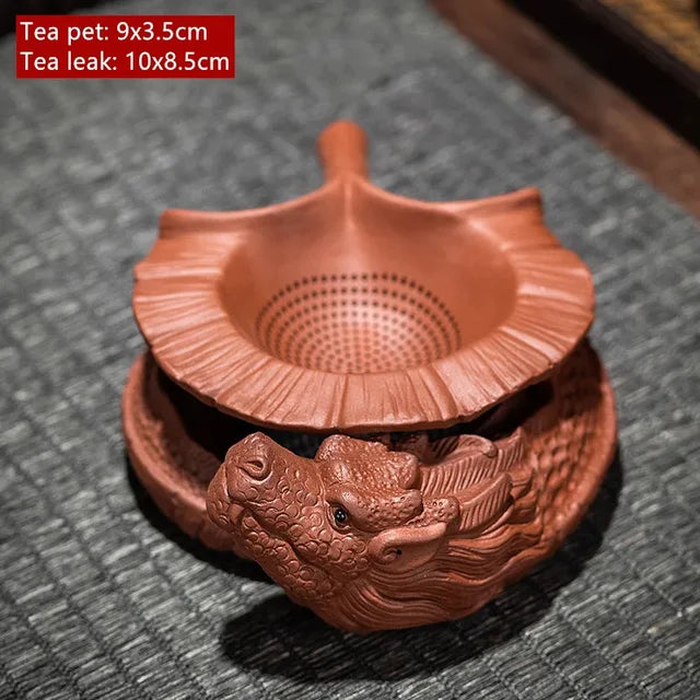 Boutique Purple Clay Tea Pet Household Filter Tea Leak Ornaments Desktop Dragon Sculpture Feng Shui Decoration Tea Accessories