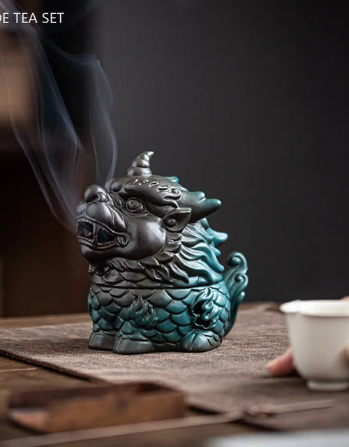 Chinese Kirin Model Fortune Decoration Tea Table Incense Burner Tea Pet Household Indoor Tea Ceremony Zen Ceramic Decoration