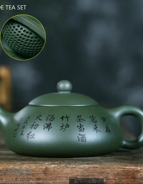 Chinese Yixing Purple Clay Tea Kettle Handmade Beauty Xishi Pot Raw Ore Green Mud Ball Hole Filter Teaware Zisha Tea Accessories