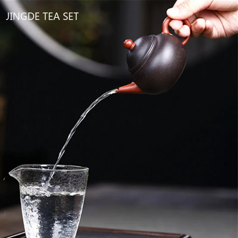 Chinese Yixing Purple Clay Teapot Tradition Black Gold Sand Tea Pot Customized Beauty Kettle Raw Ore Handmade Zisha Tea Set110ml