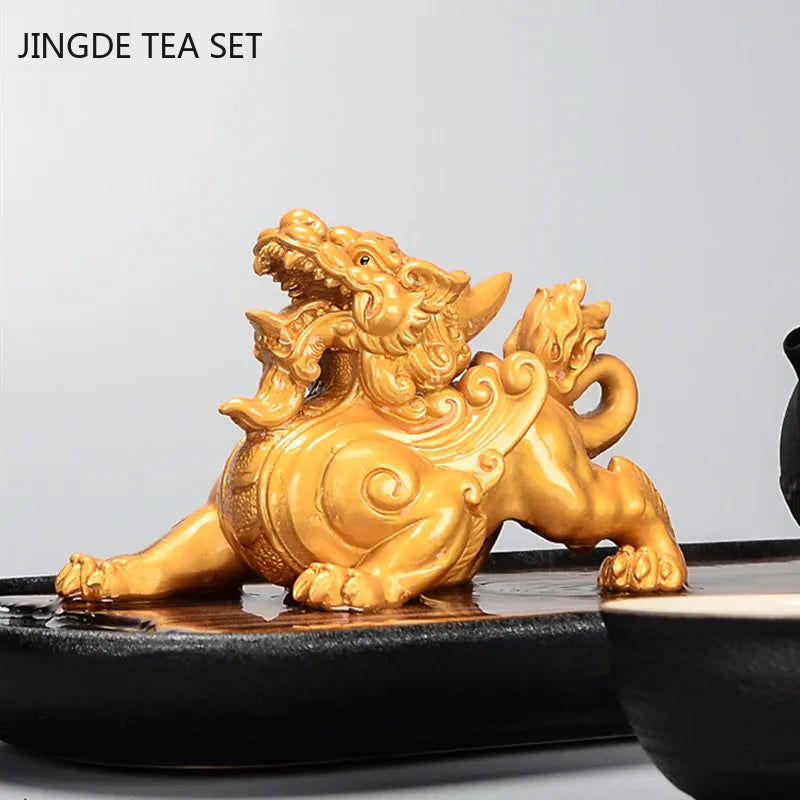 Creative Color-changing Tea Pet Lucky Pixiu Tea Table Decoration Chinese Tea Set Resin Ornaments Customized Teaware Supplies