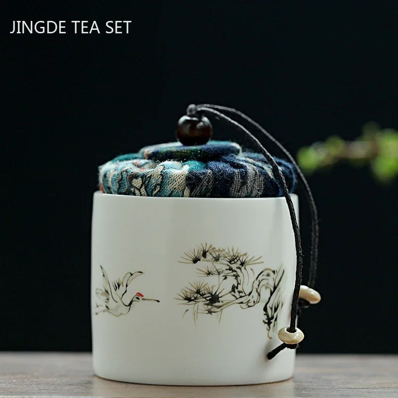 Creativity Ceramics Tea Caddy Tieguanyin Storage Tank Portable Travel Tea Box Sealed Coffee Powder Tea Jar Spice Organizer