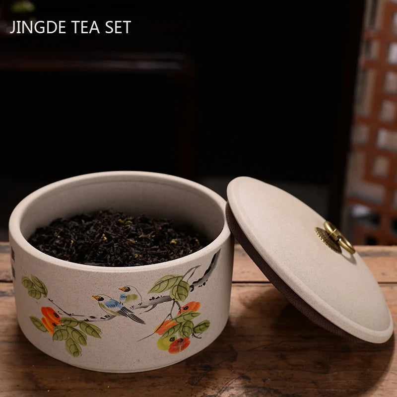 Exquisite Ceramics Tea Caddy Portable Sealed Jar Travel Tea Storage Spice Tea Boxes Coffee Canister Biscuit Tea Storage Tank