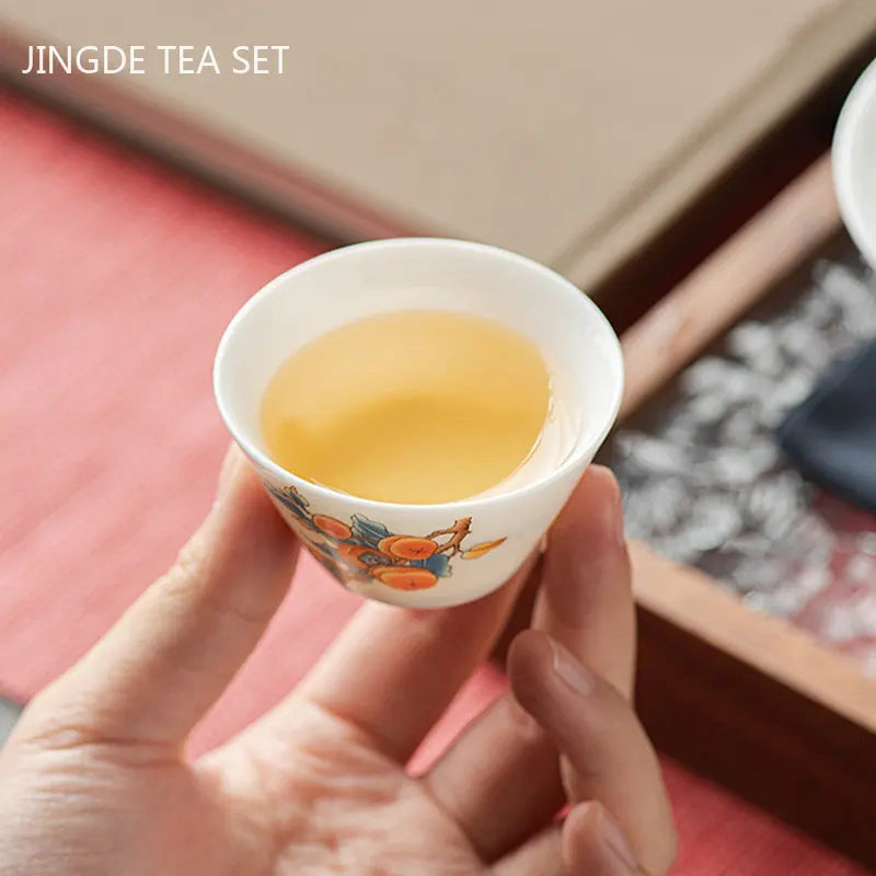 Exquisite Goat Fat Jade White Porcelain Travel Tea Set Portable Tea Infuser Gaiwan Tea Cup Set Outdoor Ceramic Teaware Supplies