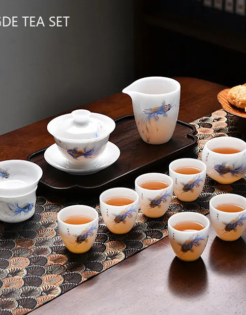High Quality Ceramic Tea Sets Customized White Porcelain Gaiwan Tea Cup Set Master Handmade Teaware Gifts Chinese Drinkware Suit