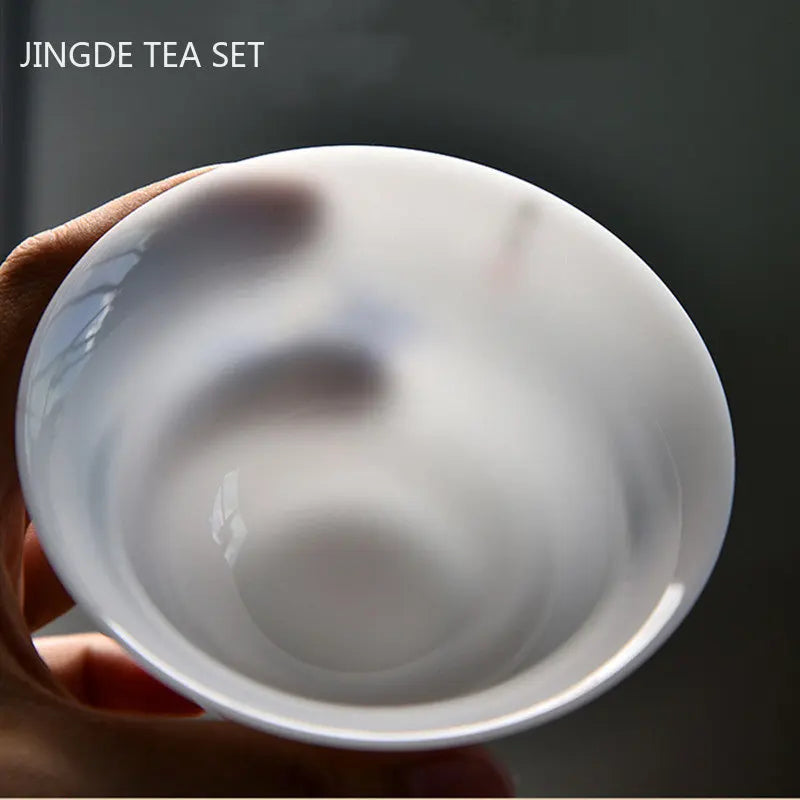 High Quality Ceramic Tea Sets Customized White Porcelain Gaiwan Tea Cup Set Master Handmade Teaware Gifts Chinese Drinkware Suit