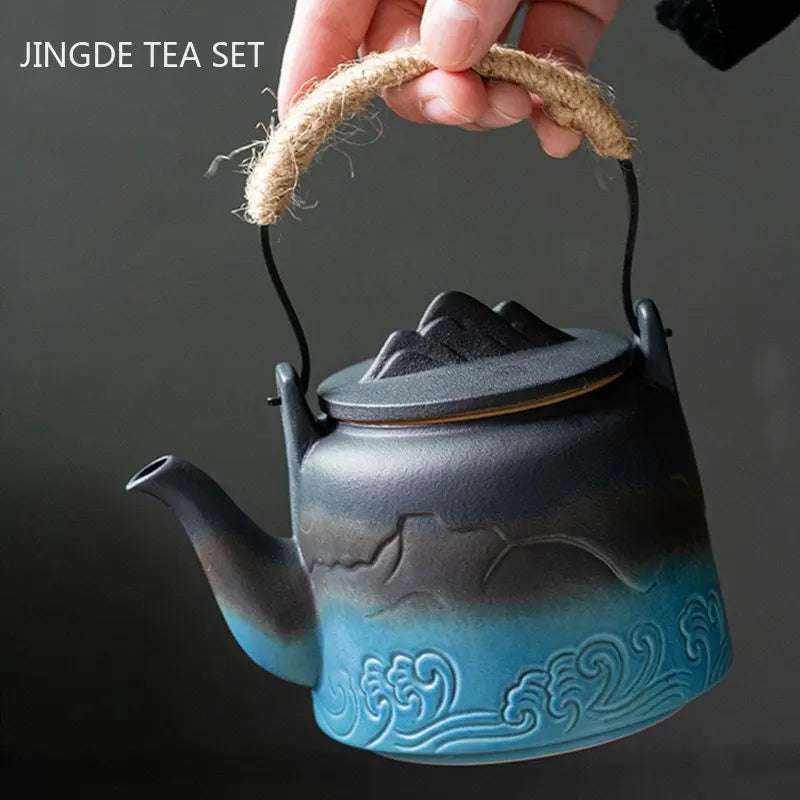 Japanese Style Ceramic Travel Tea Set Customized One Pot Four Cups Suit Portable Tea Infuser Exquisite Teapot and Cup Set