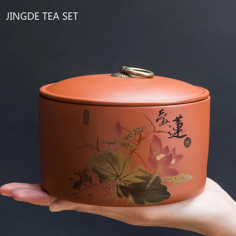 Large Capacity Purple Clay Tea Tins Home Sealed Tea Storage Cans Tea Buckets Candy Coffee Moisture Proof Can Kitchen Storage Jar