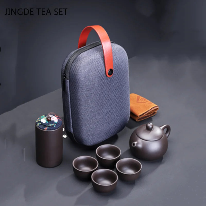 Portable Boutique Purple Clay Tea Pot Set Household Customized Filter Tea Pot and Cup Set Chinese Tradition Tea Set Supplies