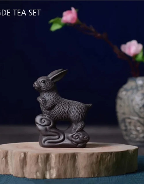 Purple Clay Animal Sculpture Tea Pet Ornaments Boutique Tea Tray Decoration Chinese Zodiac Handmade Crafts Tea Set Accessories