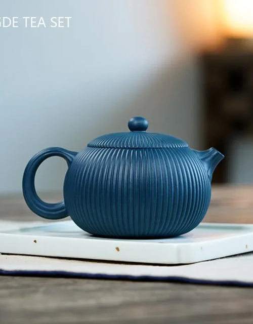 Raw Ore Azure Mud Filter Teapot Chinese Yixing Purple Clay Xishi Tea Pot Household Beauty Tea Maker Boutique Tea Sets 250ml