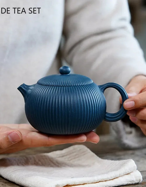 Raw Ore Azure Mud Filter Teapot Chinese Yixing Purple Clay Xishi Tea Pot Household Beauty Tea Maker Boutique Tea Sets 250ml