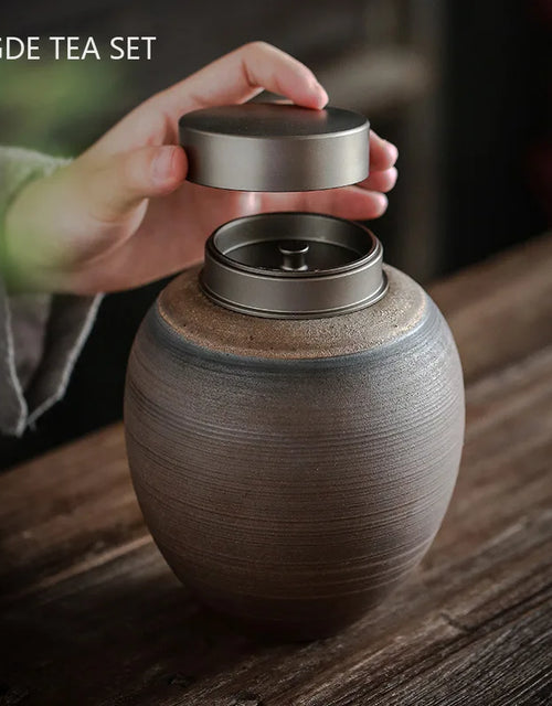 Retro Ceramic Tea Caddy Home Airtight Jar Kitchen Spice Container Travel Portable Coffee Candy Jars Handmade Teaware Supplies