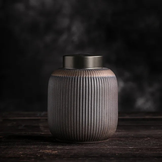 Retro Ceramic Tea Caddy Home Airtight Jar Kitchen Spice Container Travel Portable Coffee Candy Jars Handmade Teaware Supplies