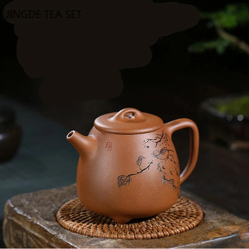 Yixing Purple Sand High Stone Scoop Teapot Handmade Raw Ore Section Mud Filter Kettle Home Tea Maker Traditional Tea Set 340ml