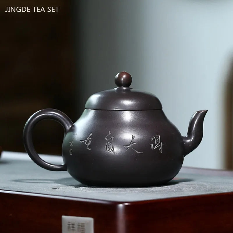 180ml Yixing Raw Ore Purple Clay Teapot Master Hand-painted Beauty Tea Pot Ball Hole Filter Kettle Customized Zisha Tea Set