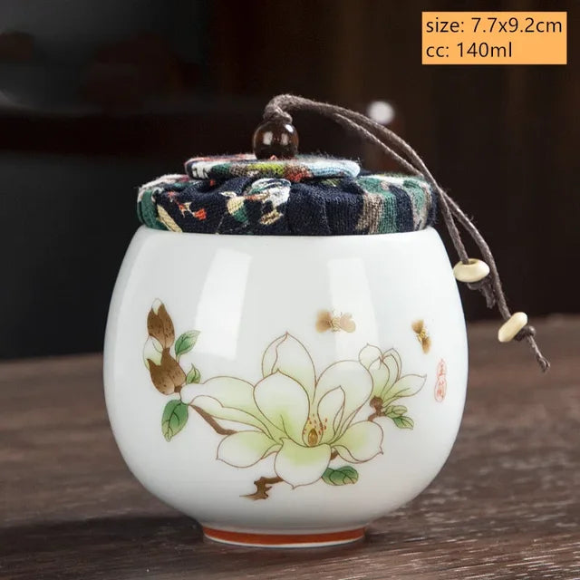 Boutique Ceramic Tea Caddy Airtight Jar Home with Lid Tea Cans Coffee Moisture-proof Jars Kitchen Grain Spice Container