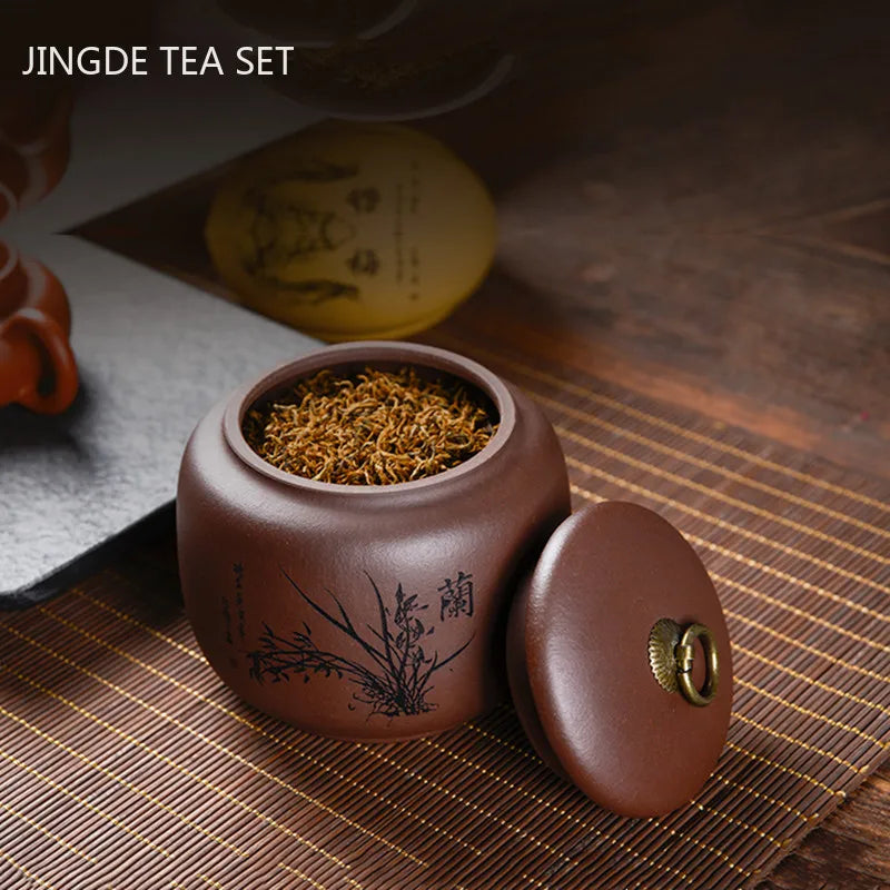 Chinese Yixing Purple Clay Tea Tins Travel Tea Bag Storage Box Portable Sealed Tea Caddy Coffee Canister Kitchen Spice Container