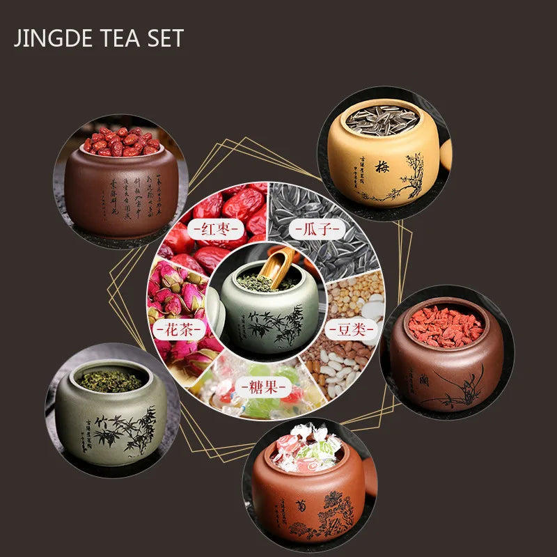 Chinese Yixing Purple Clay Tea Tins Travel Tea Bag Storage Box Portable Sealed Tea Caddy Coffee Canister Kitchen Spice Container