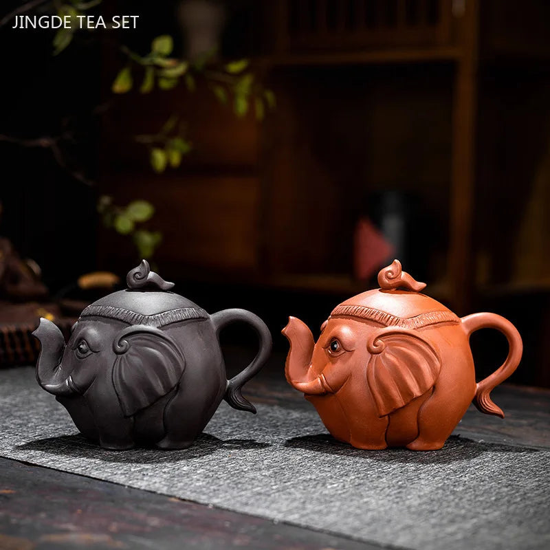 Creative Purple Clay Teapot Cute Elephant Model Filter Kettle Household Zisha Tea Set Chinese Customized Beauty Tea Infuser