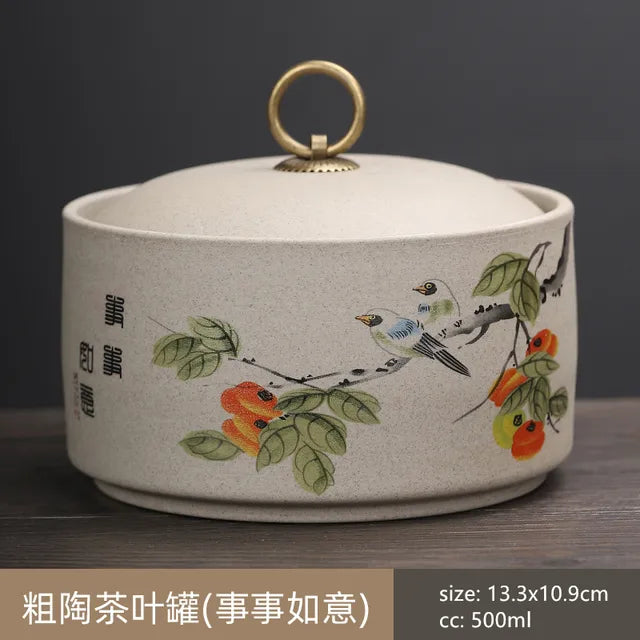 Exquisite Ceramics Tea Caddy Portable Sealed Jar Travel Tea Storage Spice Tea Boxes Coffee Canister Biscuit Tea Storage Tank