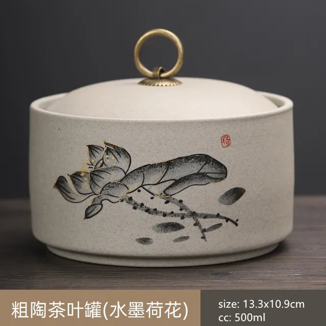 Exquisite Ceramics Tea Caddy Portable Sealed Jar Travel Tea Storage Spice Tea Boxes Coffee Canister Biscuit Tea Storage Tank