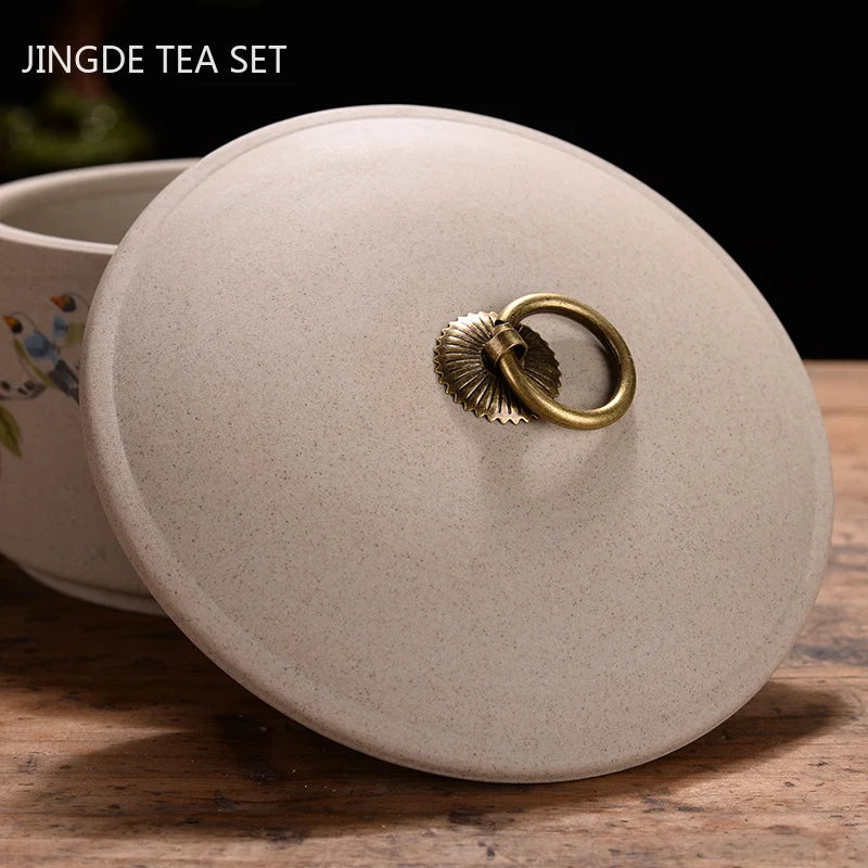 Exquisite Ceramics Tea Caddy Portable Sealed Jar Travel Tea Storage Spice Tea Boxes Coffee Canister Biscuit Tea Storage Tank