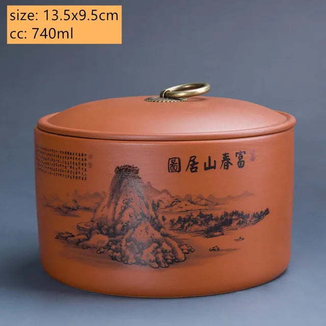 Large Capacity Purple Clay Tea Tins Home Sealed Tea Storage Cans Tea Buckets Candy Coffee Moisture Proof Can Kitchen Storage Jar