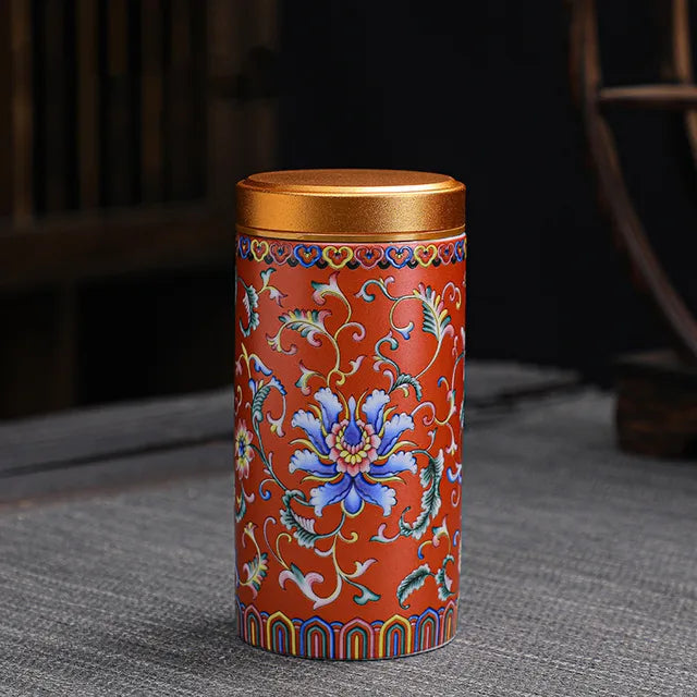 Portable Travel Ceramics Tea Caddy Mini Enamel Sealed Jar Tieguanyin Container Coffee Powder Canister Kitchen Spice Storage Tank