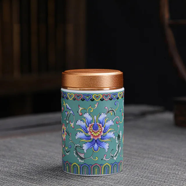 Portable Travel Ceramics Tea Caddy Mini Enamel Sealed Jar Tieguanyin Container Coffee Powder Canister Kitchen Spice Storage Tank