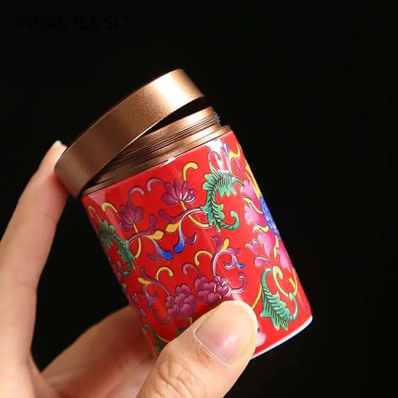 Portable Travel Ceramics Tea Caddy Mini Enamel Sealed Jar Tieguanyin Container Coffee Powder Canister Kitchen Spice Storage Tank