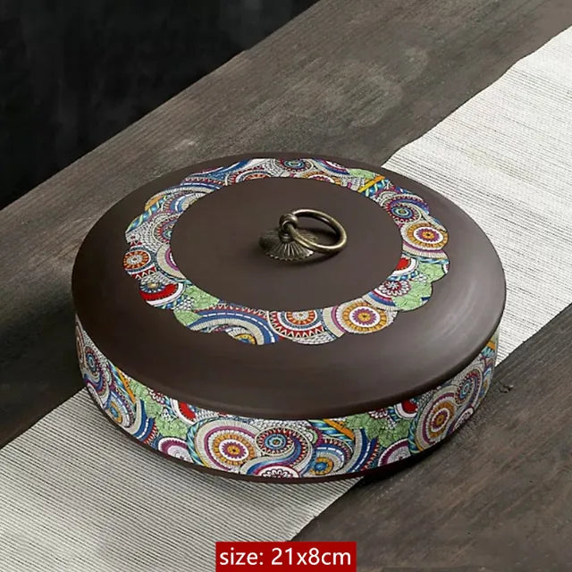 Retro Purple Clay Pu 'er Tea Tin Large Wake Tea Jar Single-layer Coffee Storage Box Customized Living Room Desktop Candy Jars